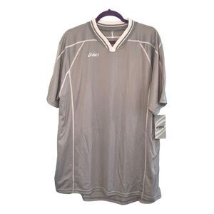 Asics Shoji Hydrology Soccer Jersey‎ Gray White Short Sleeve V-Neck XL